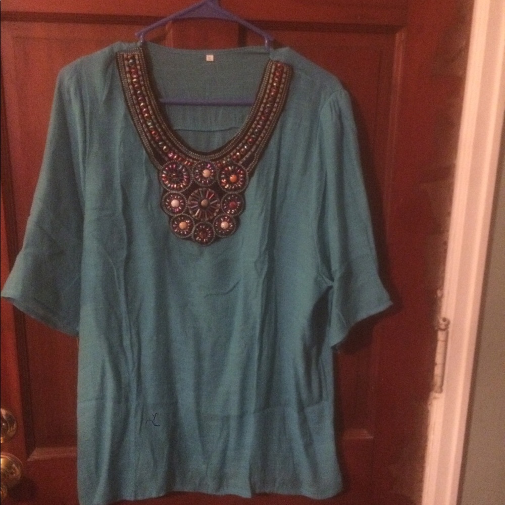 Deifik Embroidered Luxe Blue top